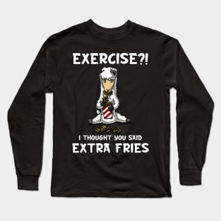 Llama Alpaca Exercise I Thought You Said Extra Fries Long Sleeve T-Shirt
